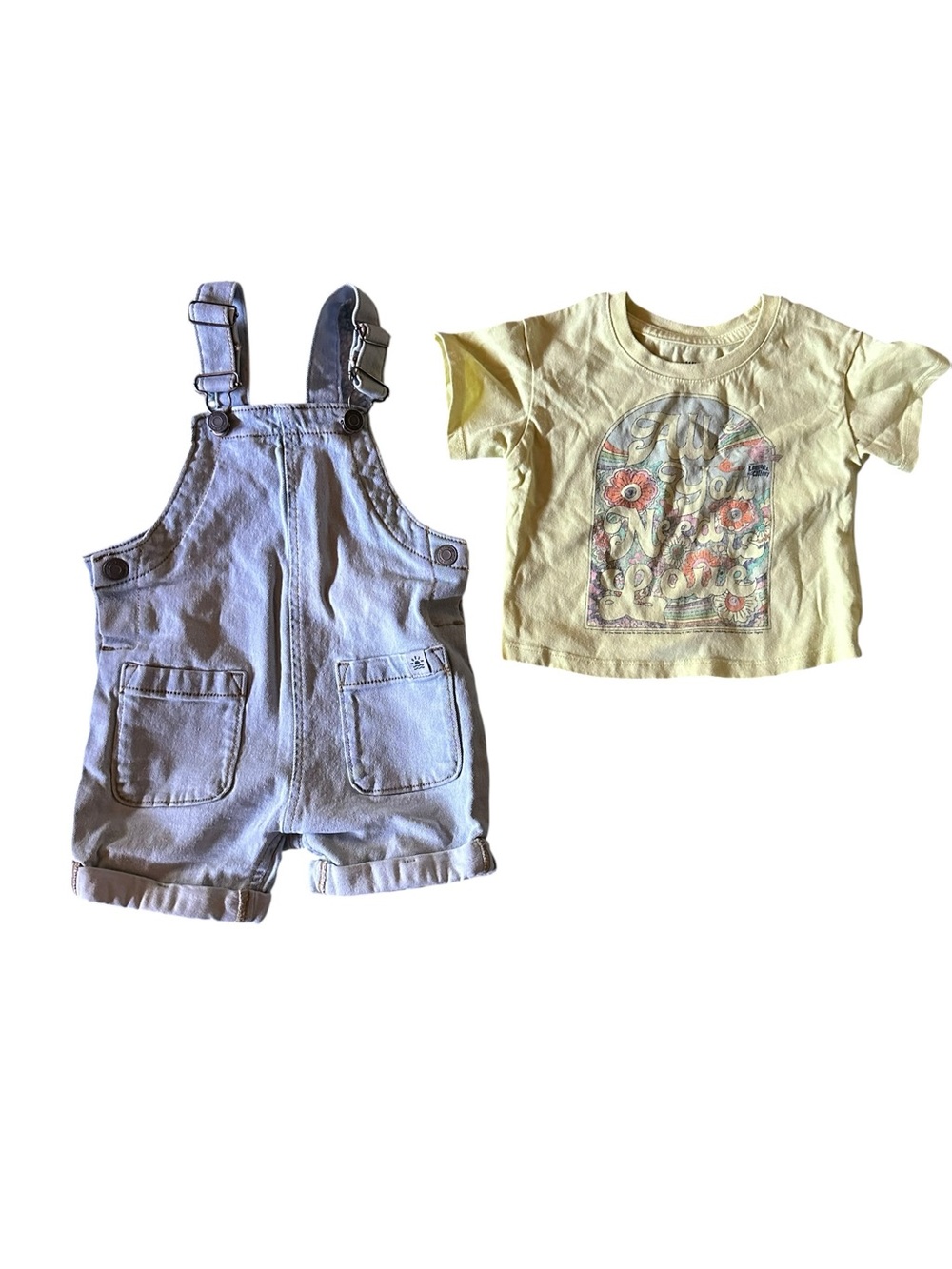 Baby Gap + Little Co Denim Overall Outfit Set 2T | Floral Graphic Tee Toddler